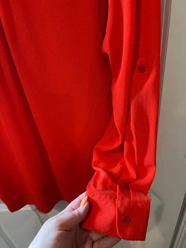 Warehouse Red Button Down Blouse Size Large - Image 5
