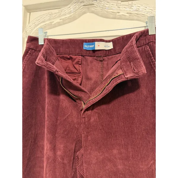 Old Navy Women Burgundy Corduroy High Waisted Wide Leg Pants Maroon Pants 10 - Image 13