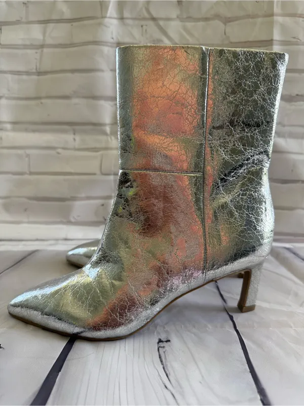 DV by Dolce Vita Gracie Metallic Silver Pointed-Toe Ankle Boots - Image 5