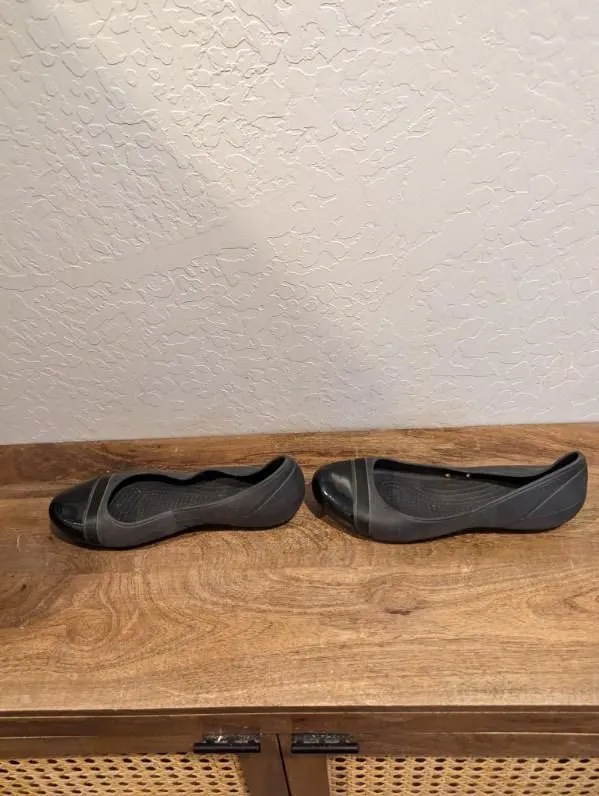CROCS Patent Cap Toe Slip-On Flats Ballet Shoes black Size 9 Women’s - Image 2