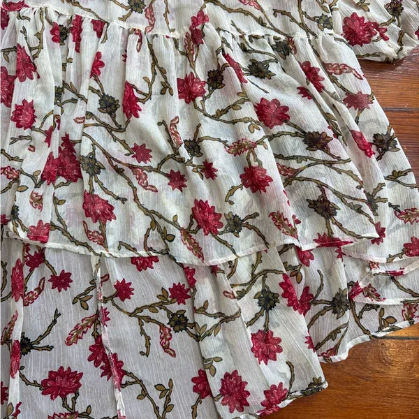 Free People Keeping Up With Kara Semi Sheer Bohemian Floral Tunic Sz Large 🧡🍄 - Image 9