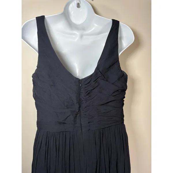 J.Crew Maxi Dress Navy Blue Ruched Crisscross V-Neck Gown Formal Wedding 14 - Image 6