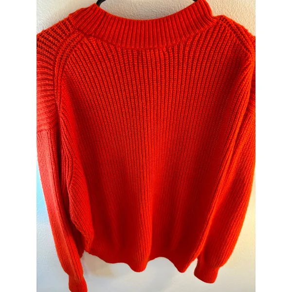 HM Red Ribbed Knit Wool Blend Crew Neck Sweater Small P/N 0521302 6 preppy - Image 4
