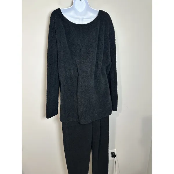 Victoria's Secret Heavenly Popcorn Teddy Knit Lounge‎ Set Black XL - 2pc EUC - Image 5