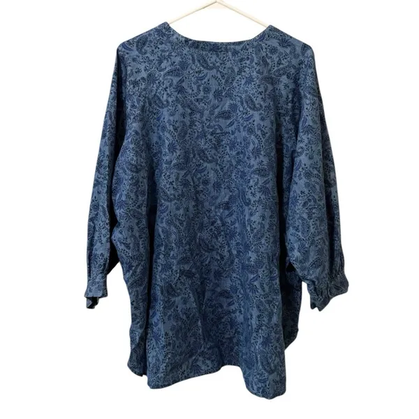 Cato Est 1946 Women Size XL Blue Paisley Shirt Top Tie Neck Career Office City‎ - Image 2