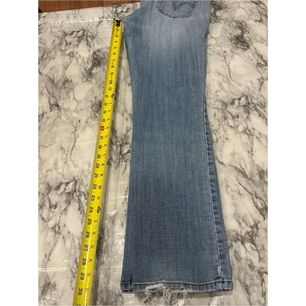 Levi's 505 distressed hem Light Wash Straight Leg Jeans size 8 casual - Image 10