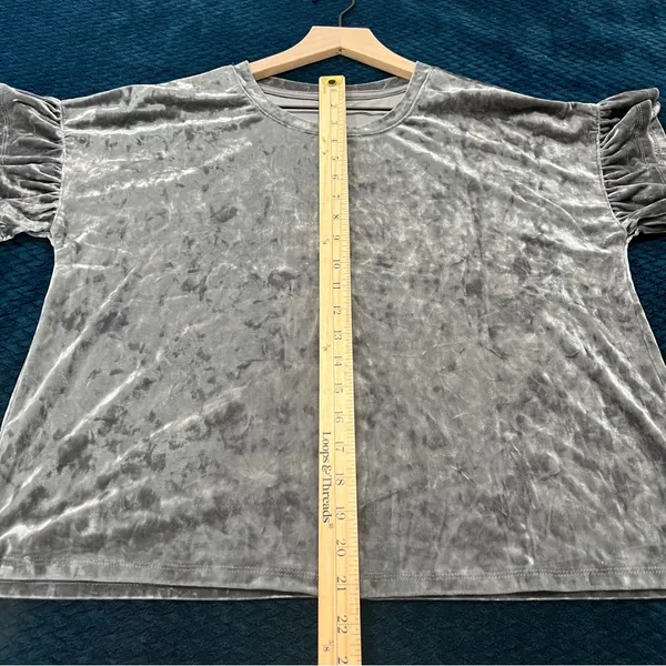 Altar'd State Gray Velvet Ruffled Flutter‎ Sleeve Top Size M - Image 11