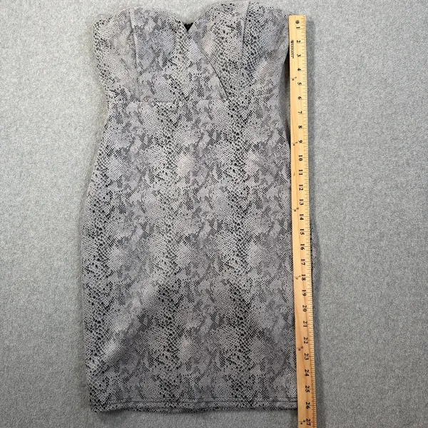 Haute Monde Women's Small Snake Print Strapless Bodycon Mini Dress Gray Black - Image 3