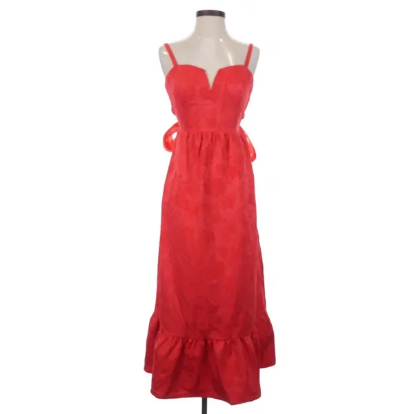 Lulus Major Perfection Red Jacquard Maxi Dress Bow Back Size XS Resort Vacation - Image 2