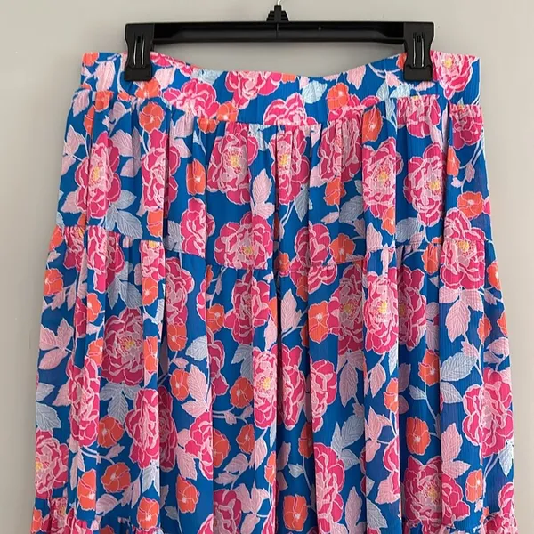 Ruby Rd. Floral Printed Yoryu Elastic Waist Midi A-Line Skirt size M - Image 6