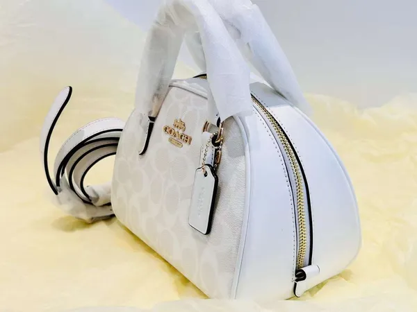 Coach Sydney Satchel In Signature Canvas Chalk/Glacier White NWT CA591. - Image 7