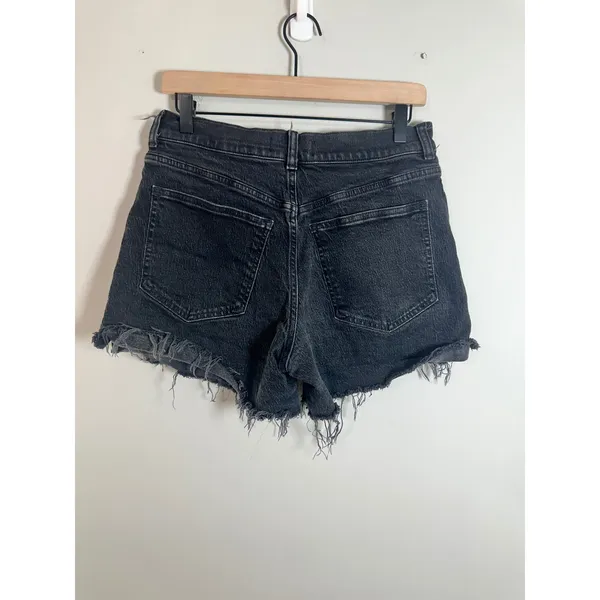 Madewell The Perfect Mid-Length Jean Short Catalani Wash Black Frayed Hem 28 - Image 6