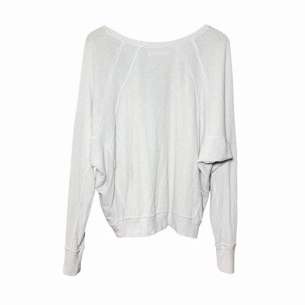 Free People Womens Santa Clara Thermal Top White Small V‎ Neck Boho Long Sleeve - Image 6
