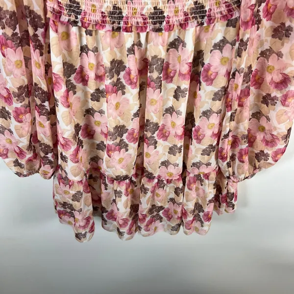 Wilfred Floral Smocked Square Neck‎ Tiered Mini Dress XS - Image 3