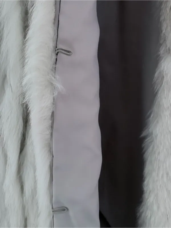 SAGA FOX Real Fur Coat Jacket White Grey Small Genuine Luxury Winter - Image 3