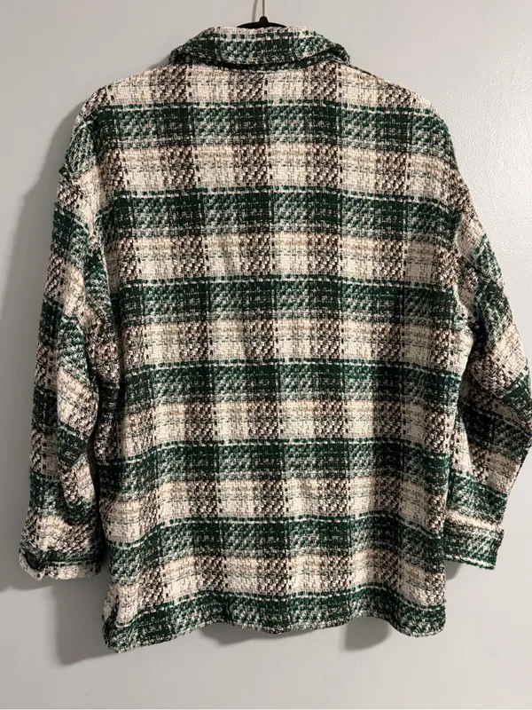 Zara Green, Cream & Brown Tweed Jacket - Image 3