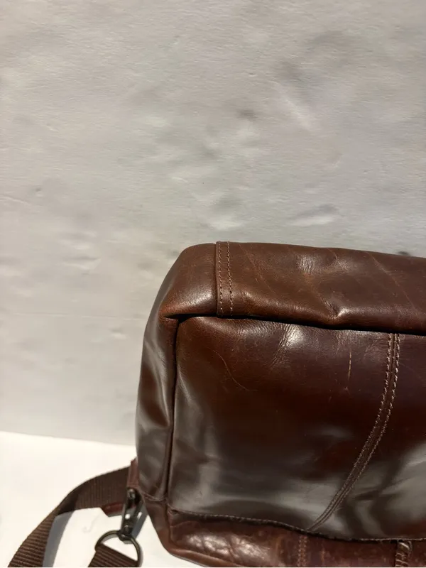 Classic Brown Leather Crossbody Messenger Bag for Men or Women. - Image 11