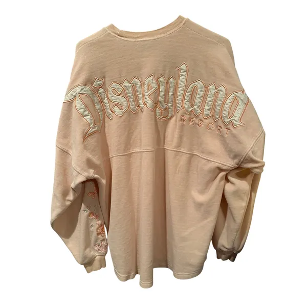 Disney Parks Peach Floral Sleeve Velour Embroidered Disneyland Spirit Jersey M - Image 9