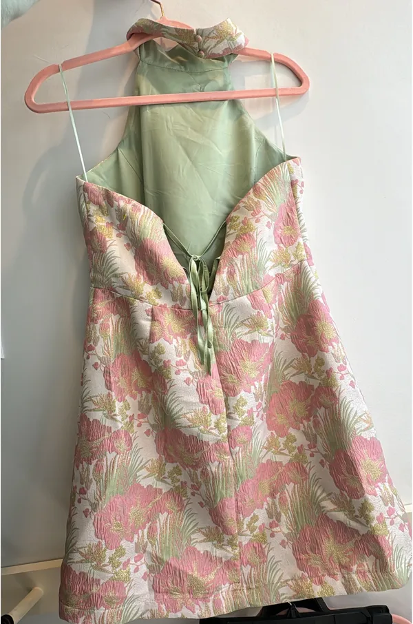 Women’s High Neck Jacquard Floral Dress Shop the Chic Brand - Image 3