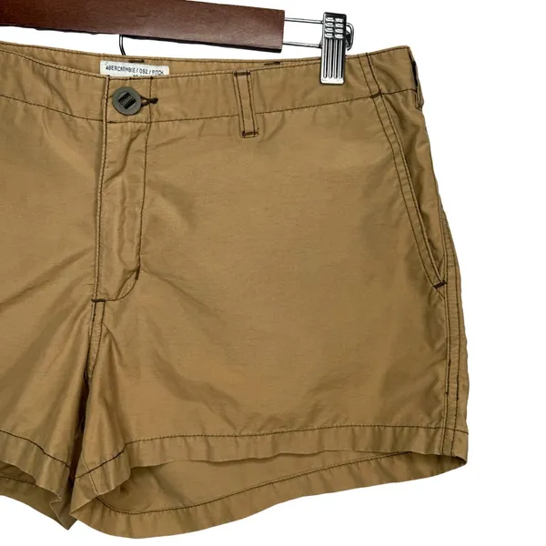 Vintage 90s Y2K Abercrombie & Fitch Size 8 Khaki Cotton Low Rise Shorts Utility - Image 3