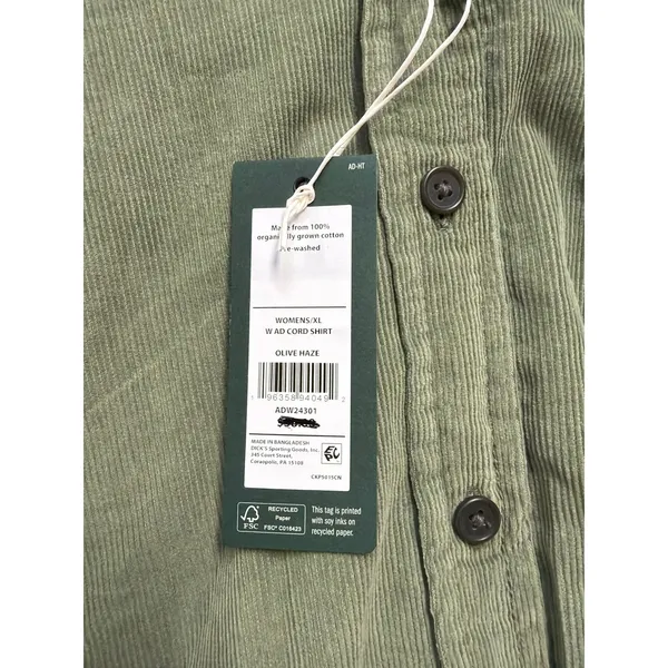 Alpine Design Womens XL Corduroy Button Down Shirt Olive Haze Green ADW24301 NWT - Image 4