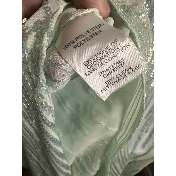 Wildfox Couture White Label Waterfall‎ Gown Mint Green Sequin Lace Up Back Dress - Image 8