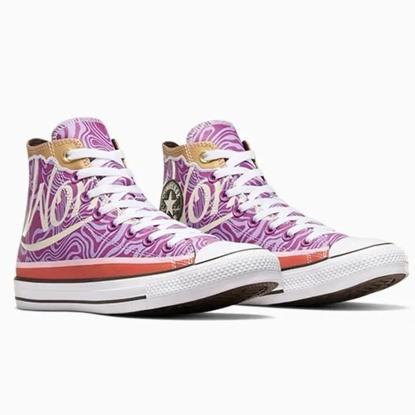 NEW Wonka x‎ Converse Chuck Taylor High Swirl Pixel Purple Novelty M6.5 W8.5 - Image 2