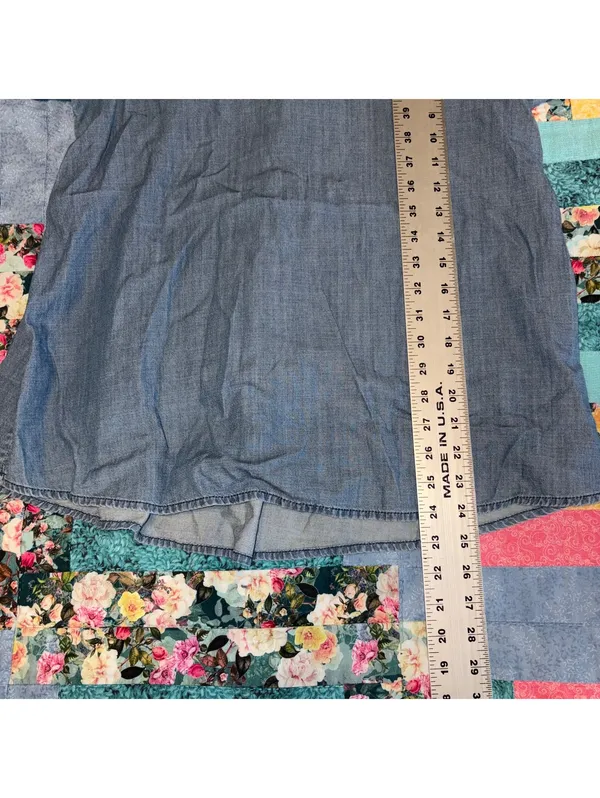 The Great. $225 Woman’s 1 Small Denim Puff Sleeve Boho Pleasant Blouse Top - Image 9