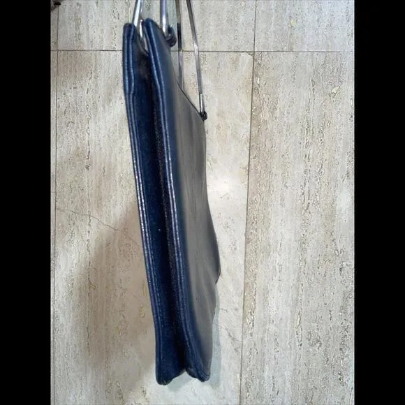 Paule Clement Vintage Bag‎ Black Leather Metal Loop Handle HandMade In Morocco - Image 4