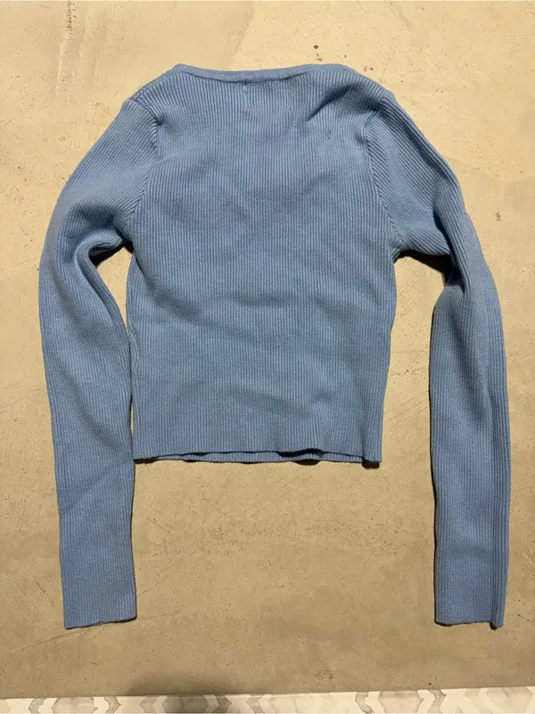 Princess Polly Light Blue Ribbed Long Sleeve Top XS/S - Image 4