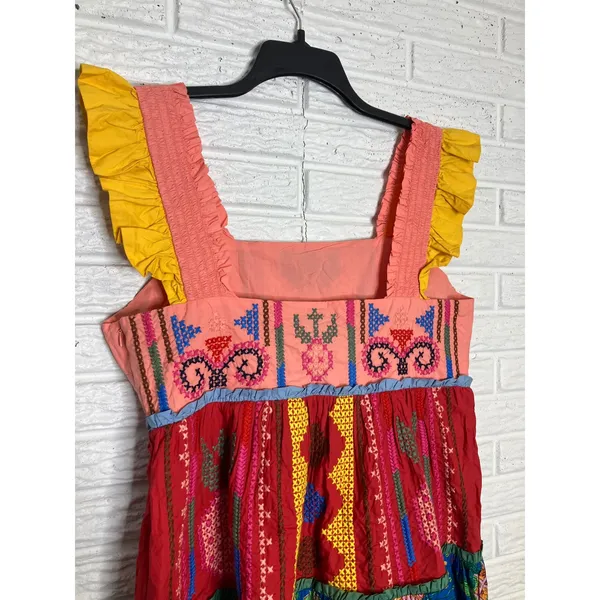 Farm Rio colorblocked mini‎ dress embroidery embellishment women's size large - Image 10
