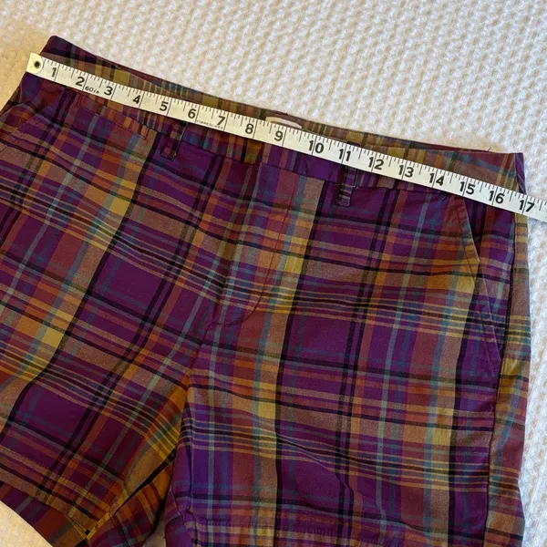 a new day Size 10 Purple Tan Plaid Women's Shorts - Image 9