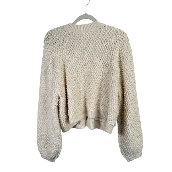Aerie Chelsea Jacket Cream Boucle Balloon Sleeve Popcorn Yarn‎ Womens Large - Image 9