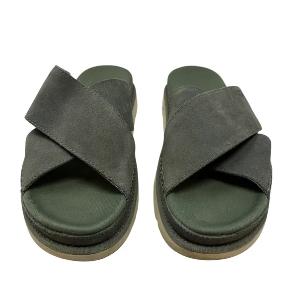 UGG‎ Goldenstar Cross Slide Sandal Olive Green Suede Size US 9.5 - Image 4