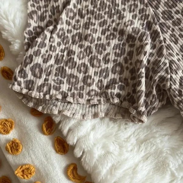 American Eagle Outfitters Soft & Sexy Rib Cheetah Print Ruffled trim Top - Image 3
