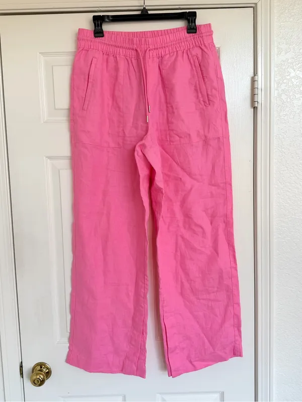 Athleta Retreat Linen High Rise Wide Leg Pants Relaxed Fit M - Image 2