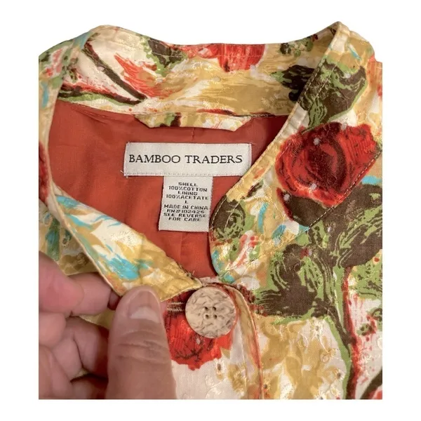 BAMBOO TRADERS Floral Cotton Eyelet Lined Short Blazer/Jacket - Size Large - Image 10
