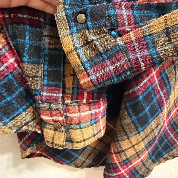 Free People Plaid Button Down Shirt‎ Multicolor Flannel Womens Small- Fall Cozy - Image 9