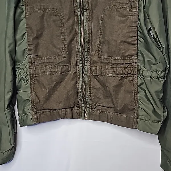 Lucky Brand military style army green zip up warm utility jacket sz Medium - Image 3