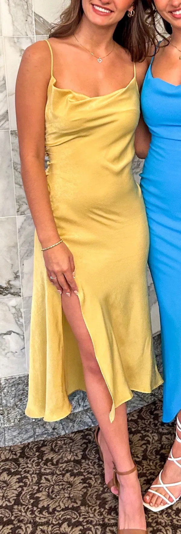 ZARA Yellow Satin Dress - Image 3