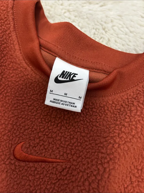 Nike Oversized Fleece Crop Crewneck Sweatshirt Rust - Image 5