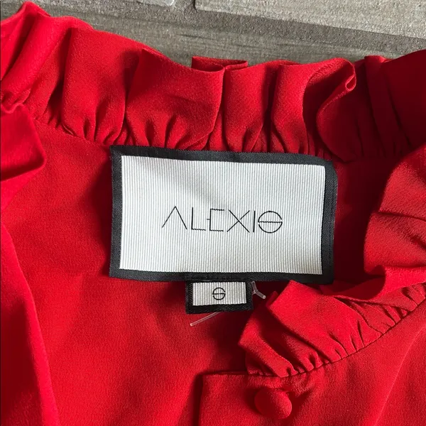 Alexis Vibrant Red Ruched Sleeve Blouse - Image 2