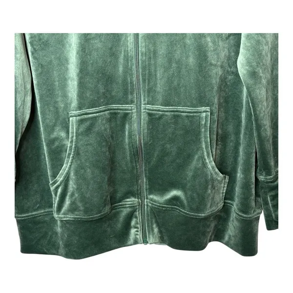 OFFLINE by Aerie Velour Zip Up Hoodie‎ Womens Medium Green Velvet Loungewear - Image 4