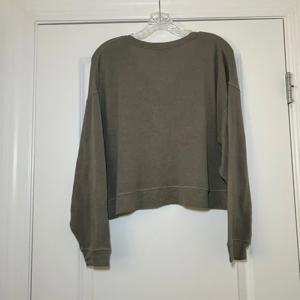 Dress Forum Los Angeles Olive Green Cropped Henley Sweatshirt Womens S Lounge - Image 6