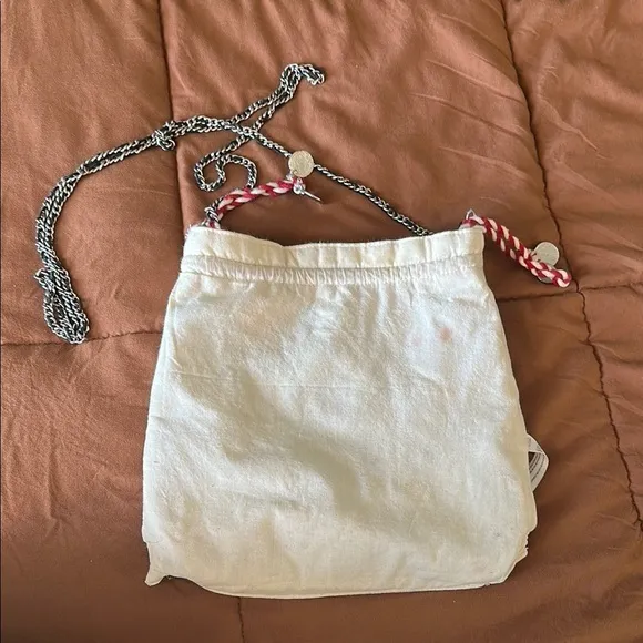 Free People Emmie White Cotton Crossbody Bag with Chain Strap - Image 7