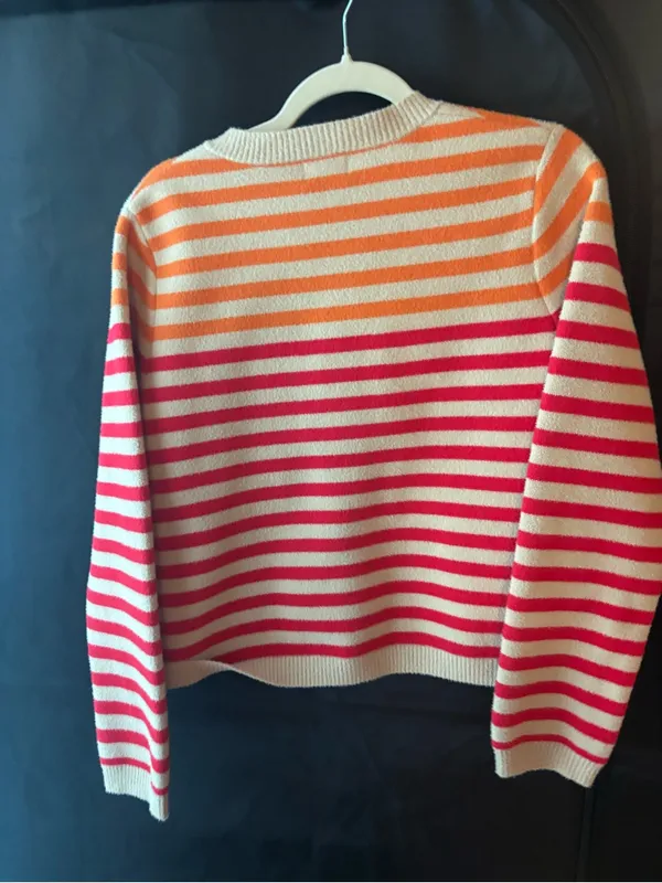 FATE Oversized Stripe Button Cardigan, NWOT Orange - Image 4