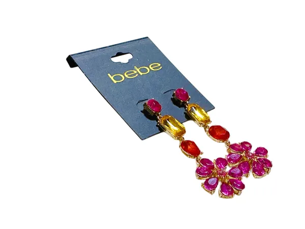 Bebe Sparkling Flower Crystal Rhinestone Floral Dangle  - Image 3