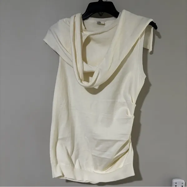 House of CB CLEMENTINE Ivory Cashmere Draped Tank And Scarf Size M - Image 3
