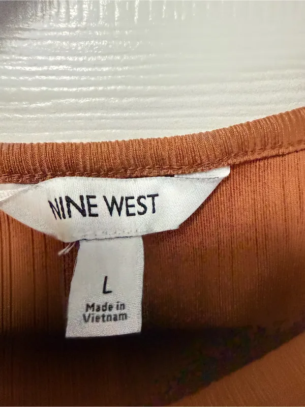 Nine West Rust Twist-Front Long Sleeve Midi Dress - Image 2