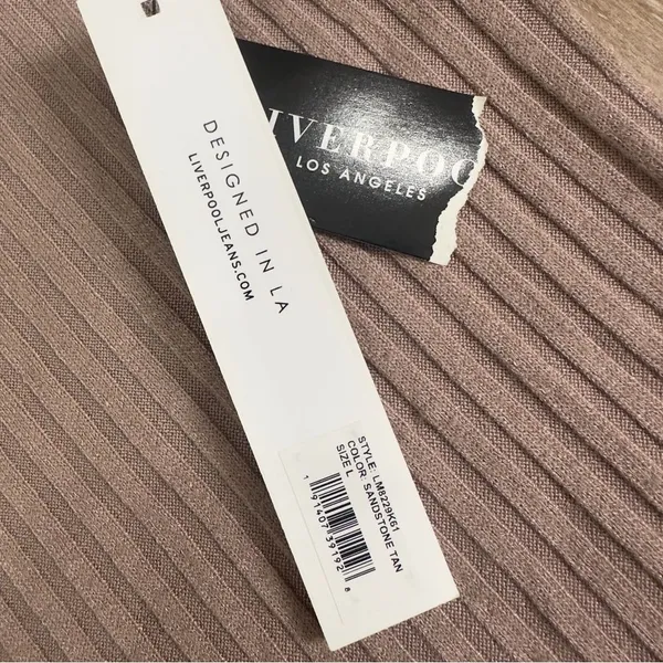 NWT Liverpool Mock Neck Ribbed Knit Top Sandstone Tan Size Large LM8229K61 - Image 7